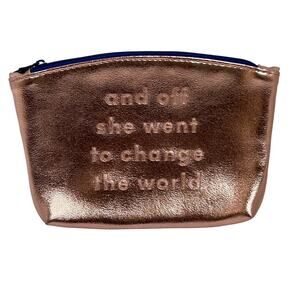 Ispy Pink Metallic "And off she went to change the work" make up bag pouch girl